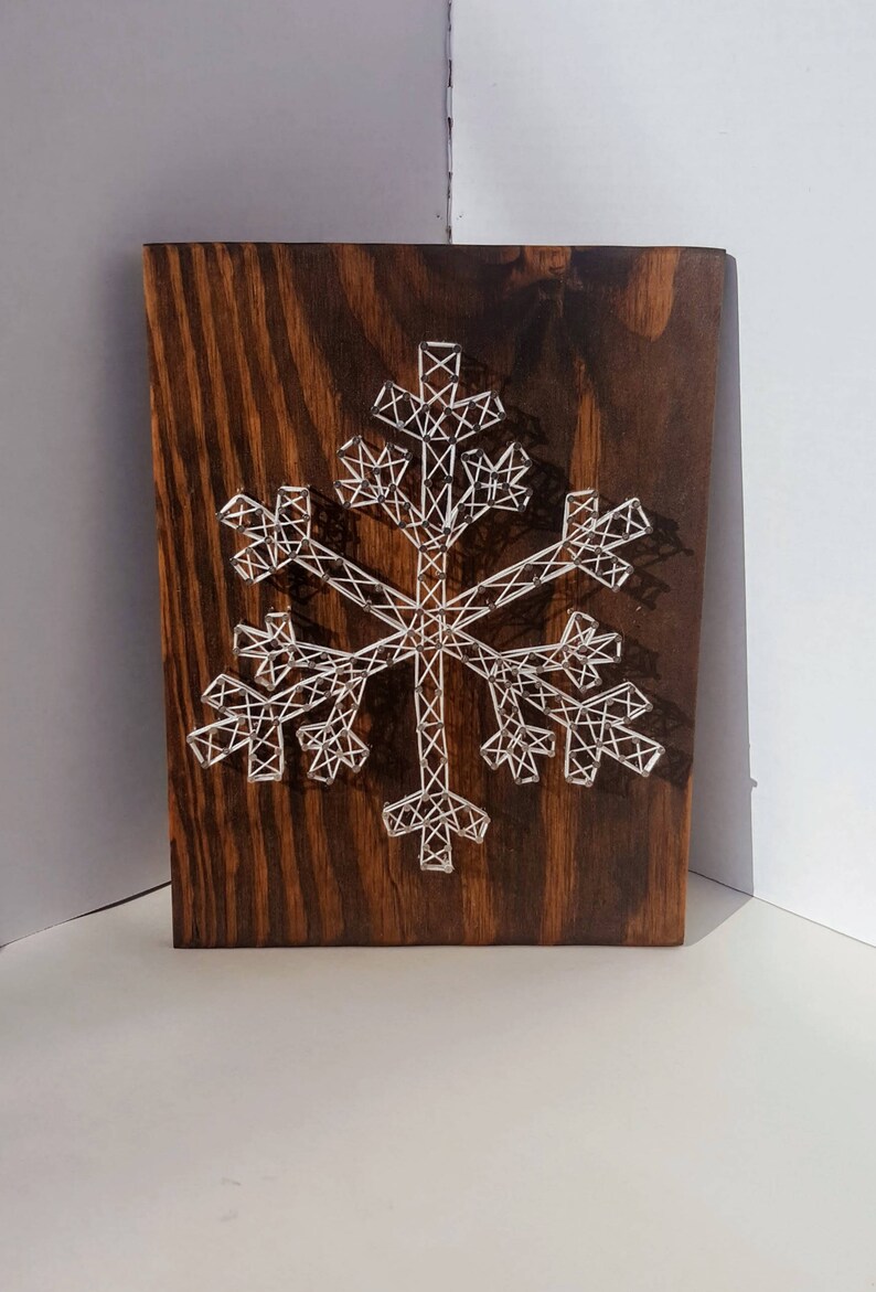 String Art Snowflake Snowflake String Art Sign Christmas Etsy