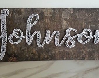 Last Name String Art Sign - Cotton Anniversary Gift - Wedding Gift - Newlywed Gift - Gallery Wall Art - String Art Sign