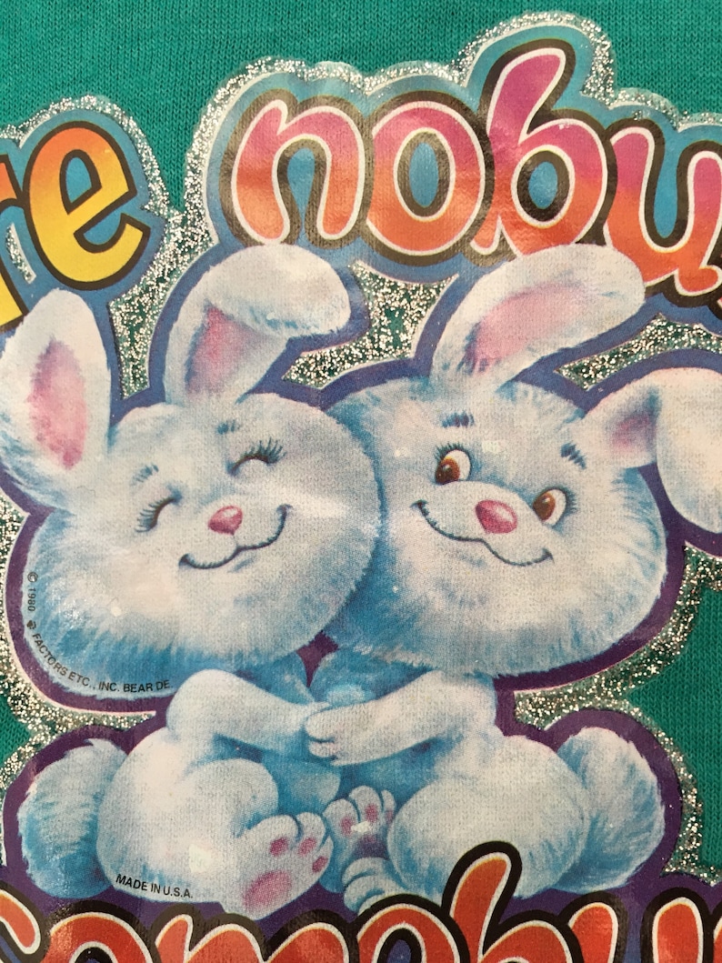 You/'re Nobunny Til Somebunny Loves You Kids Vintage 1980s Iron On T-Shirt VTG 80s Kids Tee