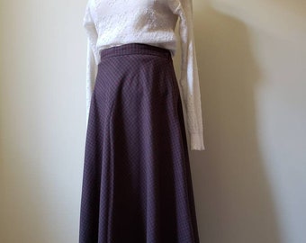 Vintage 90s long midi plaid full skirt | 1990s preppy long tartan skirt medium - large