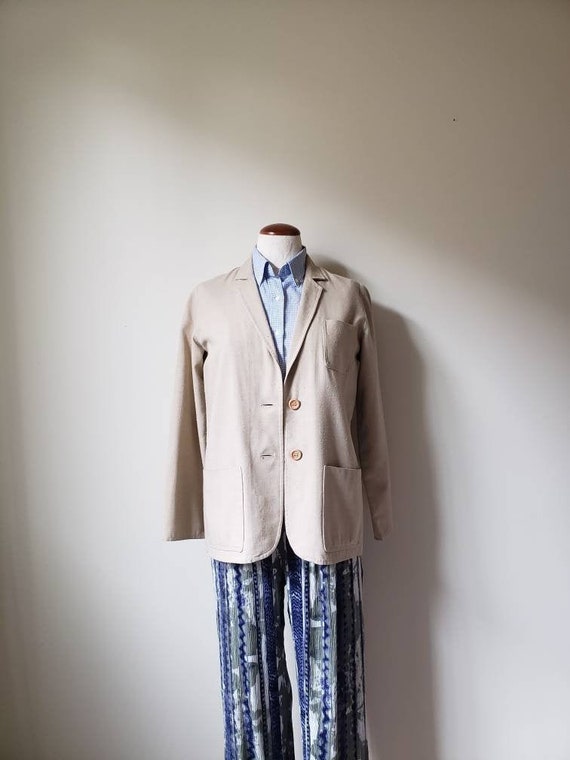 Vintage 70s safari linen blazer jacket | 1970s ne… - image 1