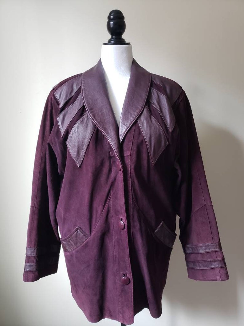 Vintage 70s Oversized Colored Leather Blazer Coat 1970s Button Down ...