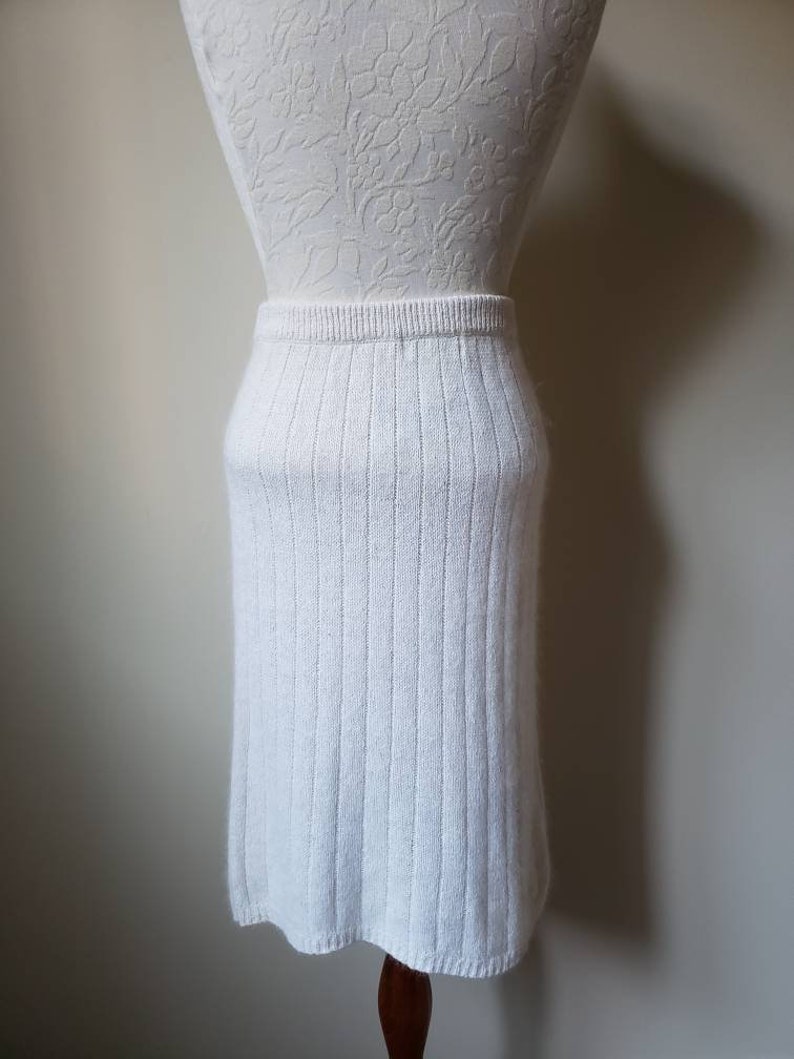 Vintage 80s 1980s wool pencil skirt silk skirt ribbed image 5