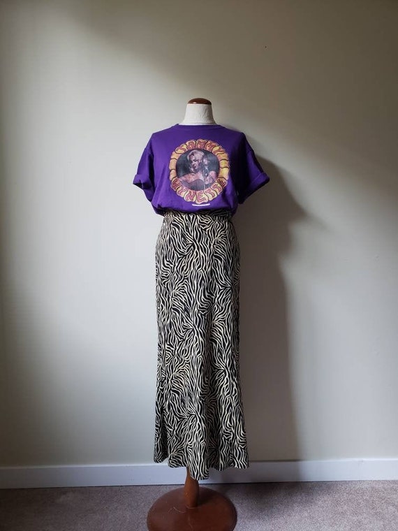 Vintage 90s animal print long skirt | 1990s tiger