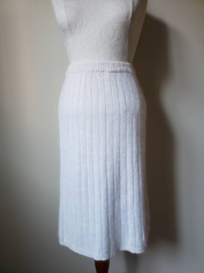 Vintage 80s 1980s wool pencil skirt silk skirt ribbed image 3