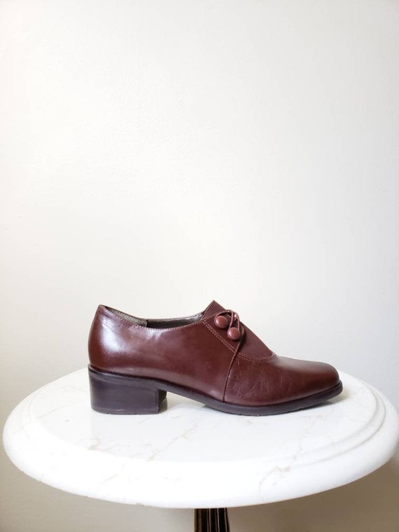 Vintage 90s brown leather oxford shoes | 1990s pre