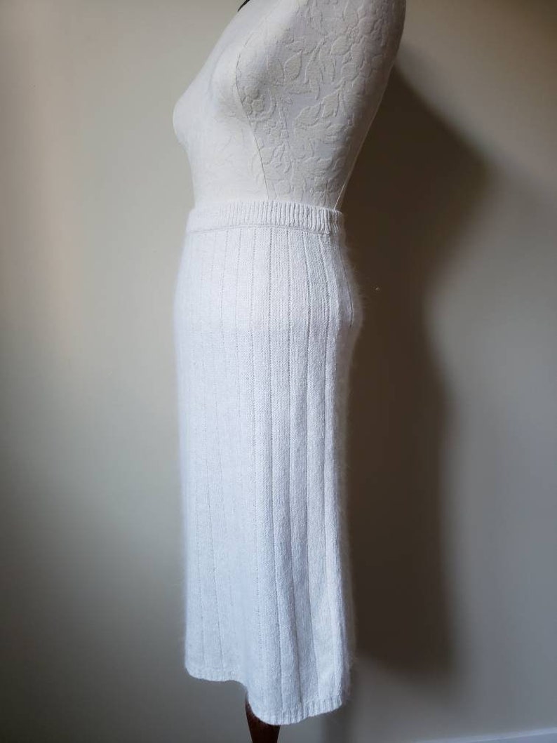 Vintage 80s 1980s wool pencil skirt silk skirt ribbed image 4