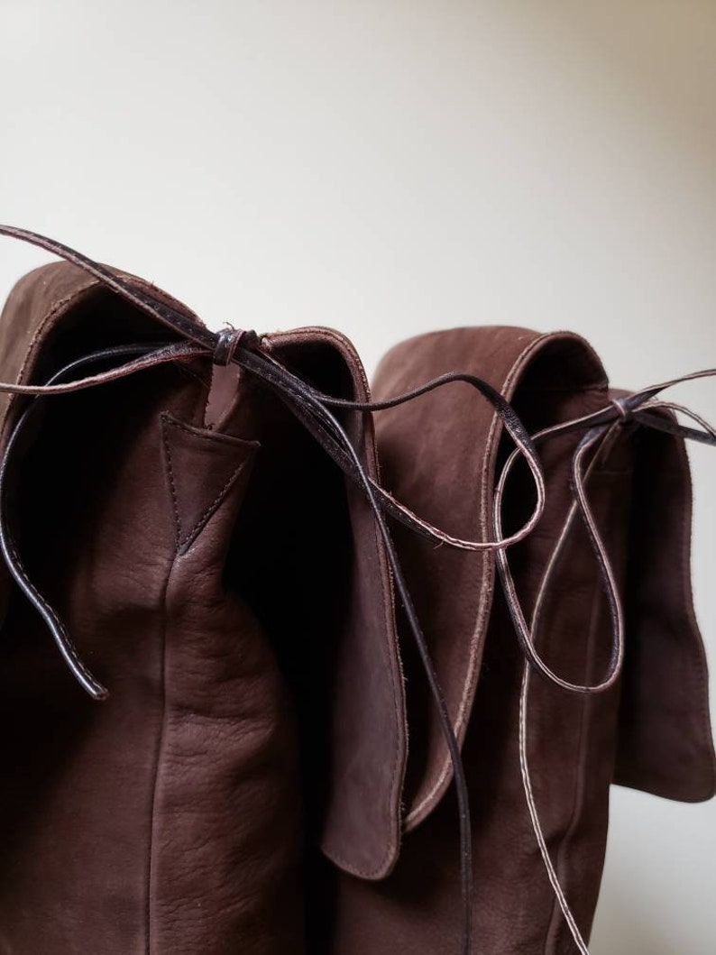1990s festival brown leather riding boots HOLT RENFREW 5.5 Vintage 90s boho knee high brown suede boots