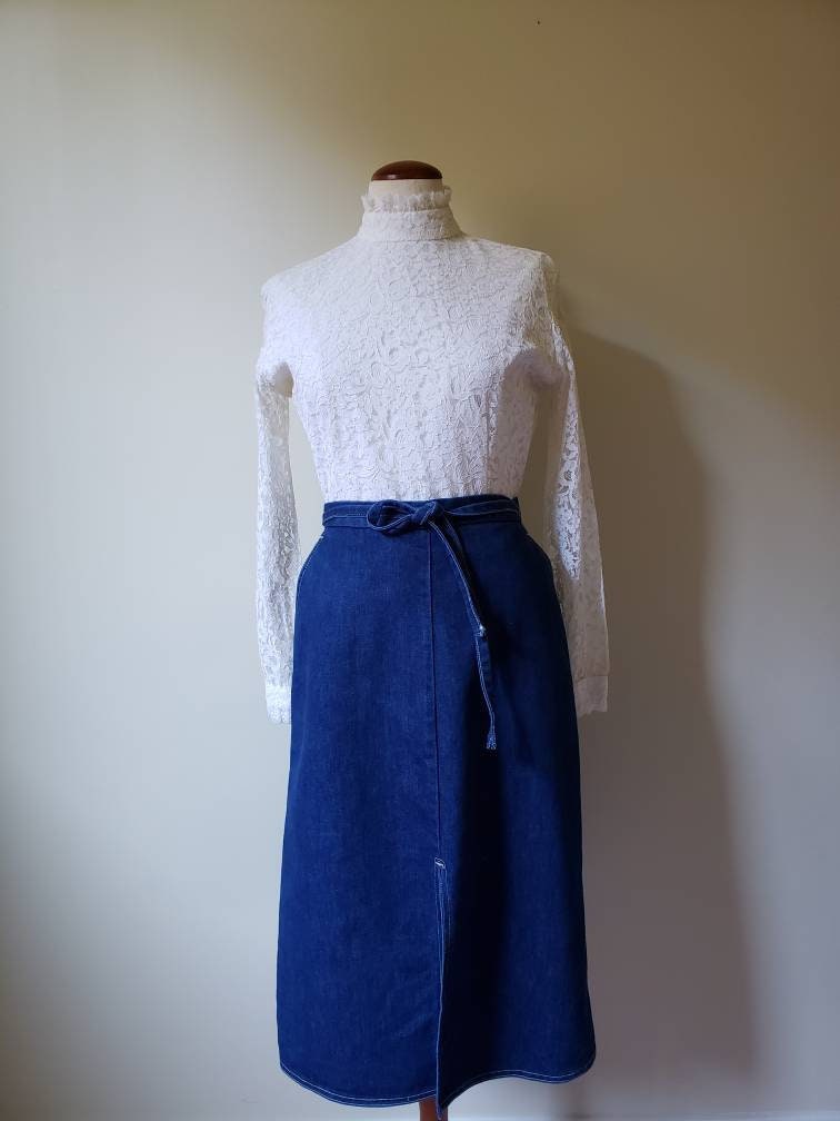 Denim wrap skirt clearance xs