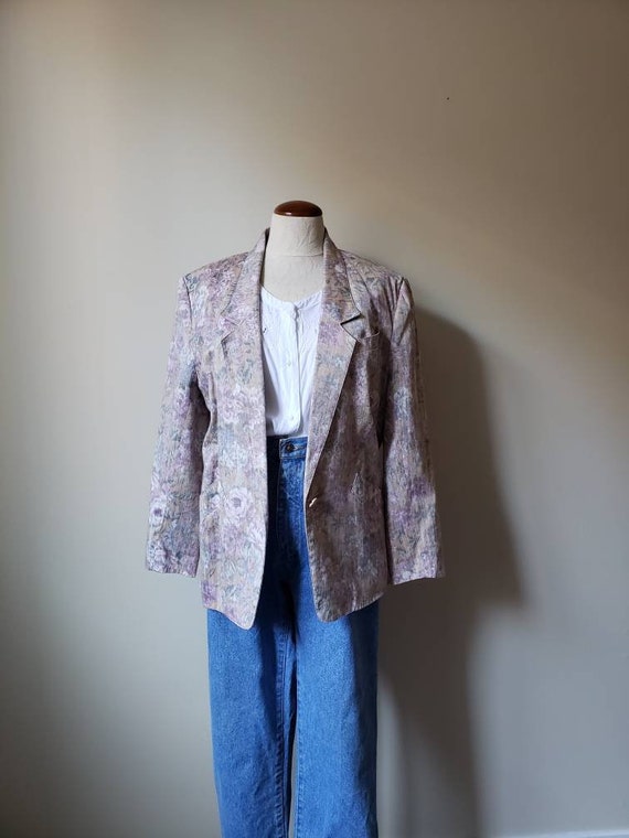 Vintage 90s pastel floral boyfriend blazer | 1990s