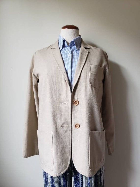 Vintage 70s safari linen blazer jacket | 1970s ne… - image 2
