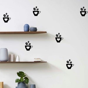 30 décalcomanies en vinyle pour tasse à café, sticker mural cuisine, stickers café, joint d'enveloppe, décalcomanie murale pour amateur de café, signe de cuisine en grains de café