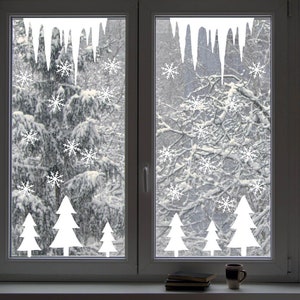 50 pegatinas de la escena de invierno, Calcomanía de la ventana del hielo, calcomanía de la ventana de la navidad del invierno de la ventana de la nieve, pegatinas del árbol de Navidad, decoración del copo de nieve