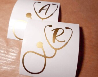 Benutzerdefinierte Stethoskop Aufkleber, Krankenschwester Monogramm Vinyl, personalisierte erste Aufkleber, Pflege Aufkleber, benutzerdefinierte Krankenschwester Aufkleber RN Auto Aufkleber medizinische Aufkleber