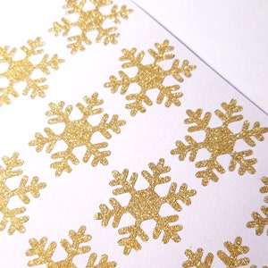 25 pegatinas glitter SNOWFLAKE, sello de invitación a la fiesta sellos de invitación de Navidad, Snowflake Seal Holiday Gift Wrapping Gold Glitter Snowflake
