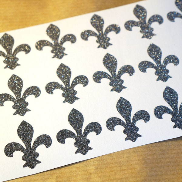 20 paillettes fleur de Lys autocollants, mariage invitation sceaux Français Lily Stickers fleur de lis enveloppe sceau, paillettes étiquettes florales Français vinyle