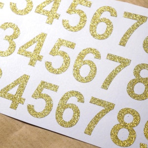 10 Glitter Number Stickers, Planner Stickers, Glitter Numbers