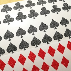 40 Play Suite GLITTER adesivi, Abito Carte Da Gioco Decalcomania, Casino Vinile Adesivi, Suite parete arredamento, Poker adesivi notturni, carte adesivi