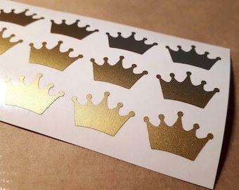 30 Crown Stickers, Princess Birthday Party Decal, Envelope Seal, Removable wallpaper, Princess Crown Decal, bridal shower decal baby nursery