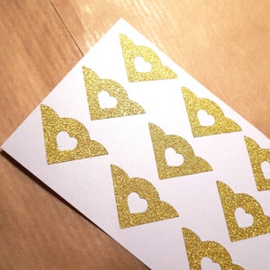 25 adesivi angolo glitter, decalcomania oro scrapbook, carta cuore adesivi decorativi bordo doccia da sposa decorazione vivata tema di festa