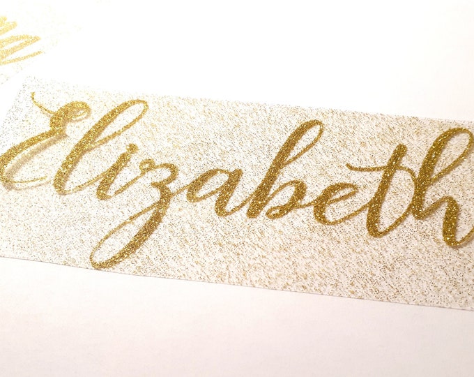 CUSTOM Glitter Iron on Decal Gold Glitter Name Heat Transfer - Etsy