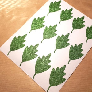 20 autocollants de feuille de paillettes, autocollants d’enveloppe de mariage, baby shower Partie Sceaux vert glitter planificateur Autocollant anniversaire paillettes floral décalque