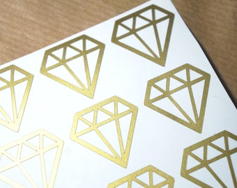 30 Diamond Vinyl Stickers, Bridal Shower Stickers, Ring Diamond Decal, Planner Stickers, Gem Decal Engagement Party Decor, Invitation Seals,
