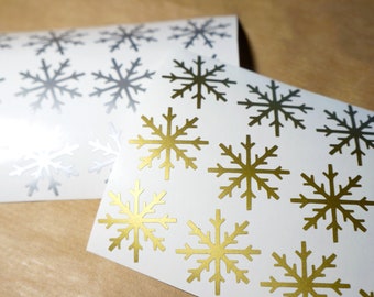 30 Snowflake stickers, Holiday Stickers, Winter Decal, Gift wrapping, Christmas Envelope seals, Vinyl Snowflake Stickers, Removable stickers