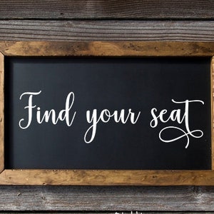 Encontre seu assento decalque de vinil - sinal de recepção - decalque de caixa de cartão assento de casamento - decalque de quadro de casamento - adesivo de vinil - sinal de caixa de cartão DIY