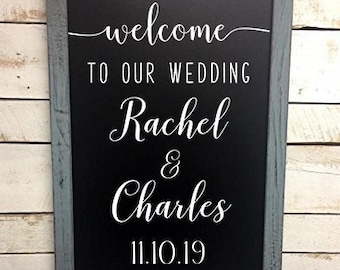 Personalized Wedding Welcome Decal - reception sign - custom bridal shower decor - chalkboard decal - Wedding Welcome Sign
