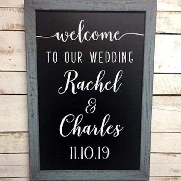 Gepersonaliseerde bruiloft Welkom decal-receptie Sign-aangepaste bruids douche decor-schoolbord decal-Wedding Welcome Sign