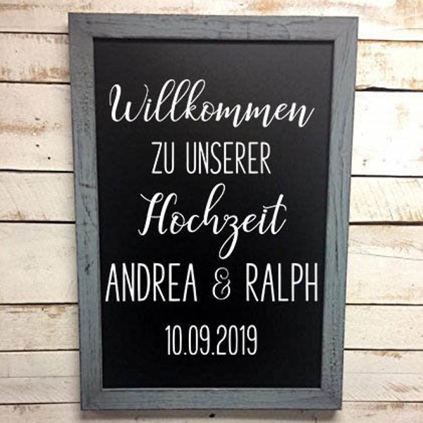 Personalized Wedding Welcome Decal - German Wedding Decor - Willkommensschild Hochzeit - chalkboard decal - Willkommen Zu Unserer Hochzeit