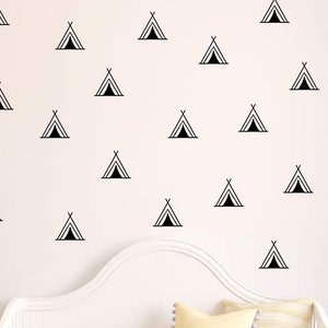 35 Décalque de vinyle de tipi, autocollants de pépinière tribal, décalque de vinyle de tente de camping, décalque amérindien, autocollant indien de vinyle de tente de mur de teepee