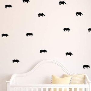 50 Rhino vinyl stickers, neushoorn kinderkamer inrichting, baby douche Safari stickers, Afrika vinyl decor, dierlijke patroon, Rhino dierlijke muur sticker