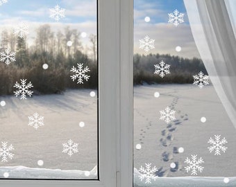 105 Schneeflocke Aufkleber, Weihnachten Fenster Aufkleber, Winter Szene Aufkleber, Polka Dot Aufkleber, Weihnachten Schneeflocke Dekor, Weihnachten Vinyl festlich