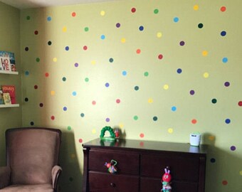 100 polka dots stickers, circle wall decals, removable wallpaper, envelope seals, nursery wall decor, metallic stickers, circle stickers