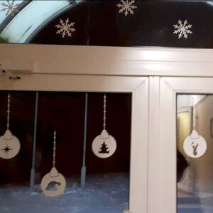 10 pegatinas de bola de Navidad, calcomanía de adorno de Navidad, calcomanía de escena de invierno, calcomanía de la ventana de vacaciones, decoración adhesiva, calcomanía de la pared de la bola de Navidad