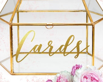 Wedding Cards Box DECAL, Glass box sticker, rustic cards decal, vinyl reception sign, Wedding Box, Wedding Card Box, Chalkboard vinyl decal
