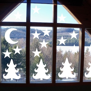 46 adesivi di Natale, Scena della finestra invernale, Decalcomania della stella di Natale, Decal albero di Natale, Confezione regalo, Tag di Natale, Etichette di Xmas adesivo