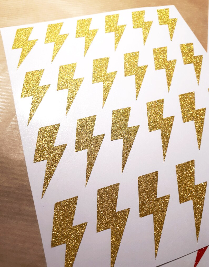 30 GLITTER Lightning Bolt Stickers Lightning Theme Baby Etsy