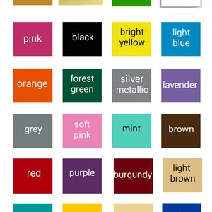 K&ouml;nnte beinhalten: Eine Farbkarte mit 25 verschiedenen Farbfeldern. Die Farben umfassen Kupfer metallic, Gold metallic, Gelbgr&uuml;n, Wei&szlig;, Rosa, Schwarz, Gelb, Hellblau, Orange, Waldgr&uuml;n, Silber metallic, Lavendel, Grau, Rosa, Mint, Braun, Rot, Lila, Burgunderrot, Hellbraun, T&uuml;rkis, Gelb, Creme und Reflexblau.