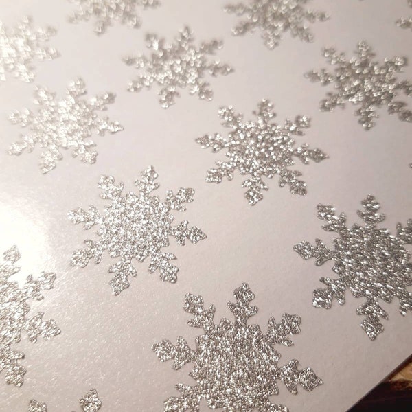 20 GLITTER Snowflake stickers, Christmas invitation seals, Holiday Gift Wrapping, Christmas Seals, Snowflake Decal, Gold Glitter Snowflake