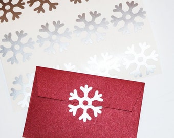 30 Snowflake stickers, Christmas snowflake decal, Gift wrapping, Xmas Envelope seal, Vinyl Stickers, Winter Stickers, Removable stickers