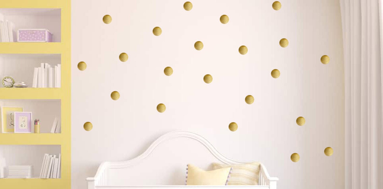100 Gold Circle Stickers Vinyl Polka Dots Gold Dot Wall Etsy