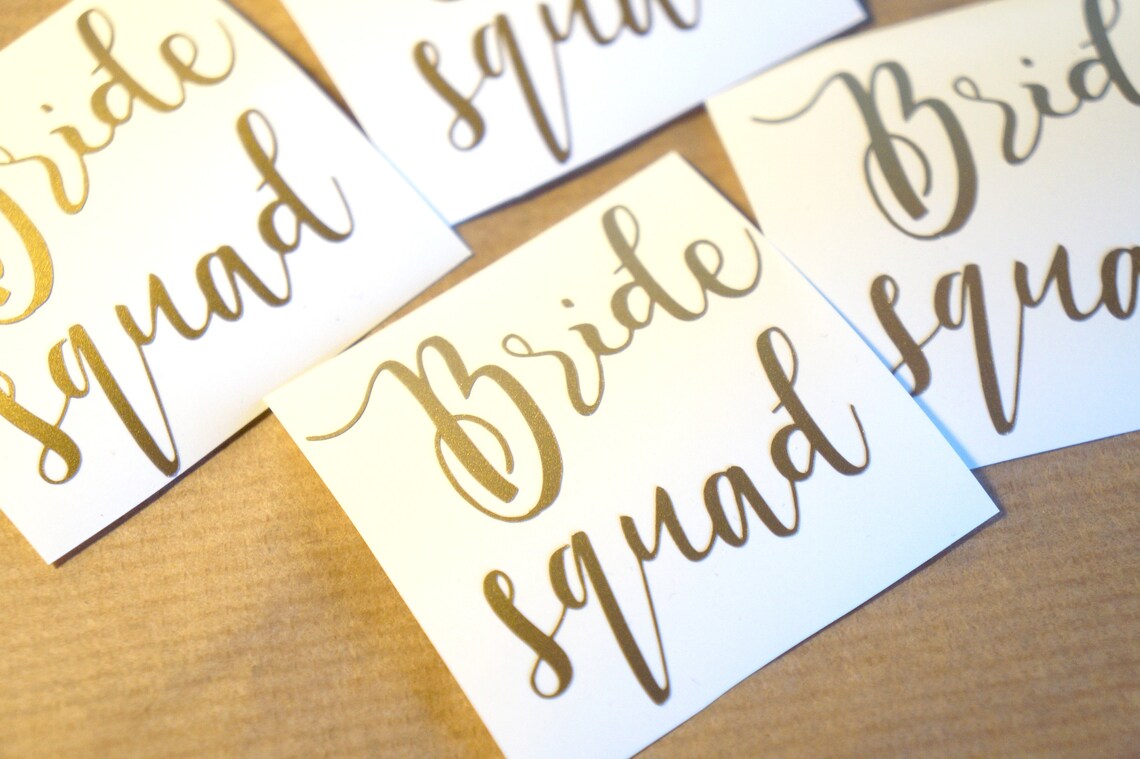20 Bride Squad Decals, Bridal Wedding Decal, Gold Wedding Stickers, DIY ...