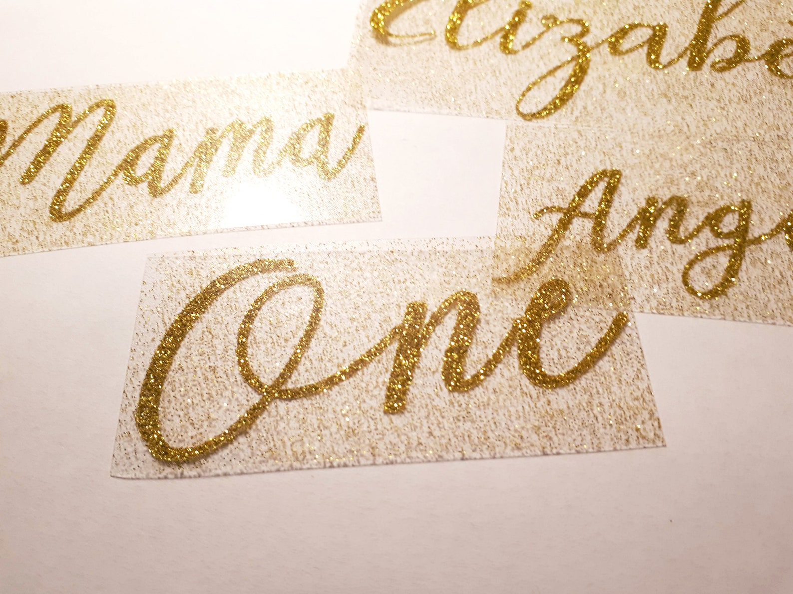 CUSTOM Glitter Iron On Decal Gold glitter Name Heat Transfer Etsy