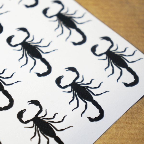 30 autocollants Scorpion, Scorpion Vinyl Decal, Scorpion Enveloppe Seals, Water Bottle Decal, Bug Insect Party Decorations, Desert Party Theme