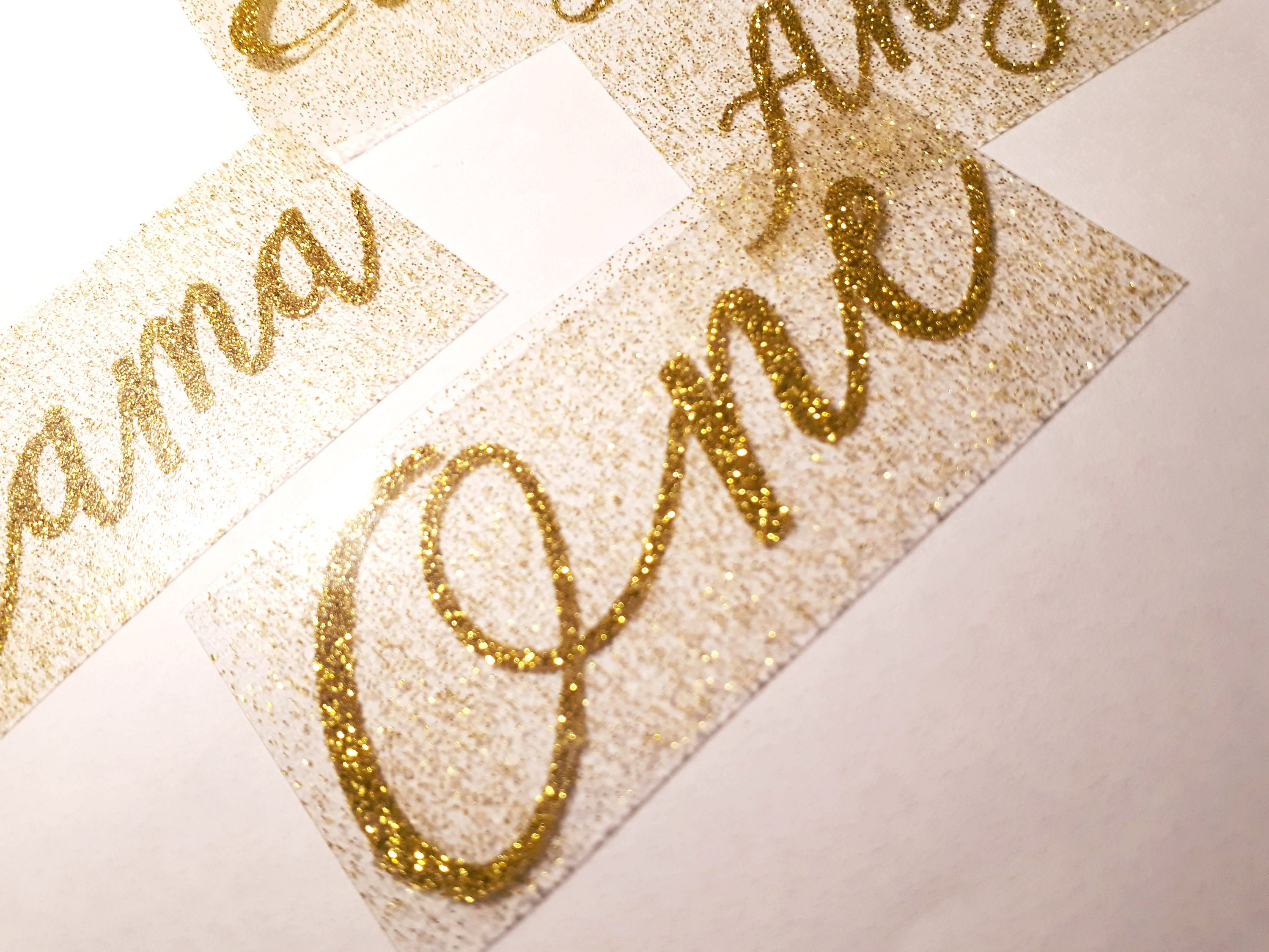 CUSTOM Glitter Iron On Decal Gold glitter Name Heat Transfer | Etsy