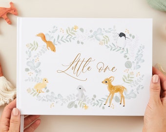 Luxury baby memory book (Little One - Animals) baby shower gift, new parents, grandparents, keepsake record book