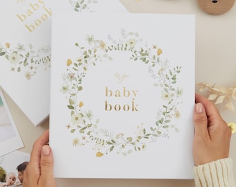 Floral Baby Memory Book – Gold Foil Keepsake Journal, New Parent Gift, Baby Shower present